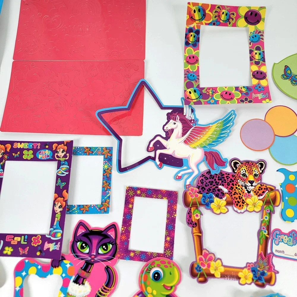 Huge Lisa‎ Frank Vintage Y2K Lot Cardboard Picture Frames Stickers Scrapbook